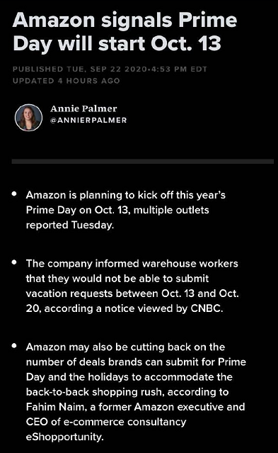 重磅！2020亚马逊Prime Day活动日期或已确定！