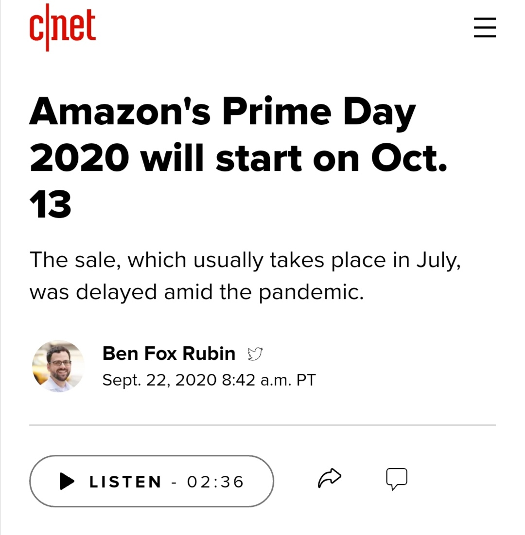 重磅！2020亚马逊Prime Day活动日期或已确定！
